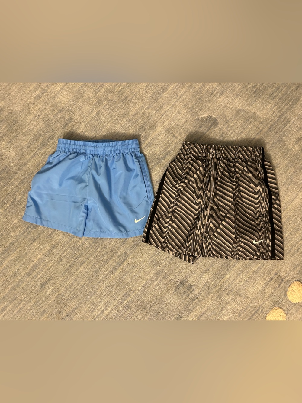 Nike Boys Light Blue and Black Patterned Athletic Shorts Duo